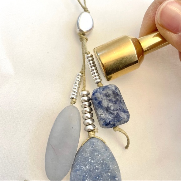 Rock Gem Necklace Bead Jewelry String Stone Blue - Picture 7 of 11